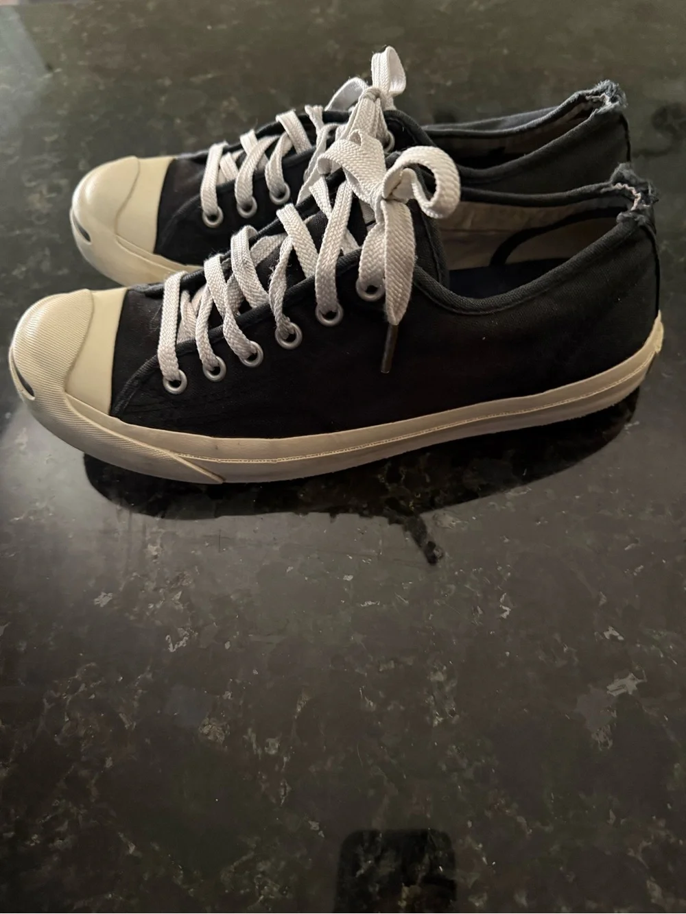 Converse Black Canvas Low-Top Sneakers with Cream Toe Caps